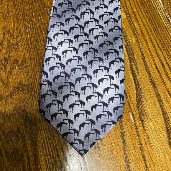 Men's Giraffe Tie The Nature Conservancy Silver Green zoo safari Gray‎ - Picture 1 of 3